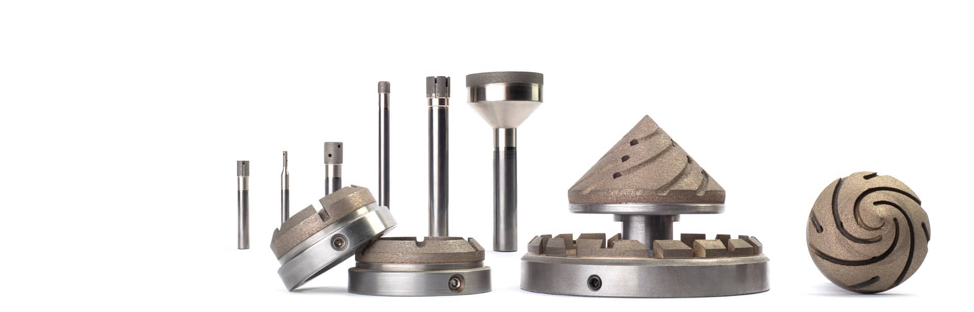 lined up diamond tools from the manufacturer
